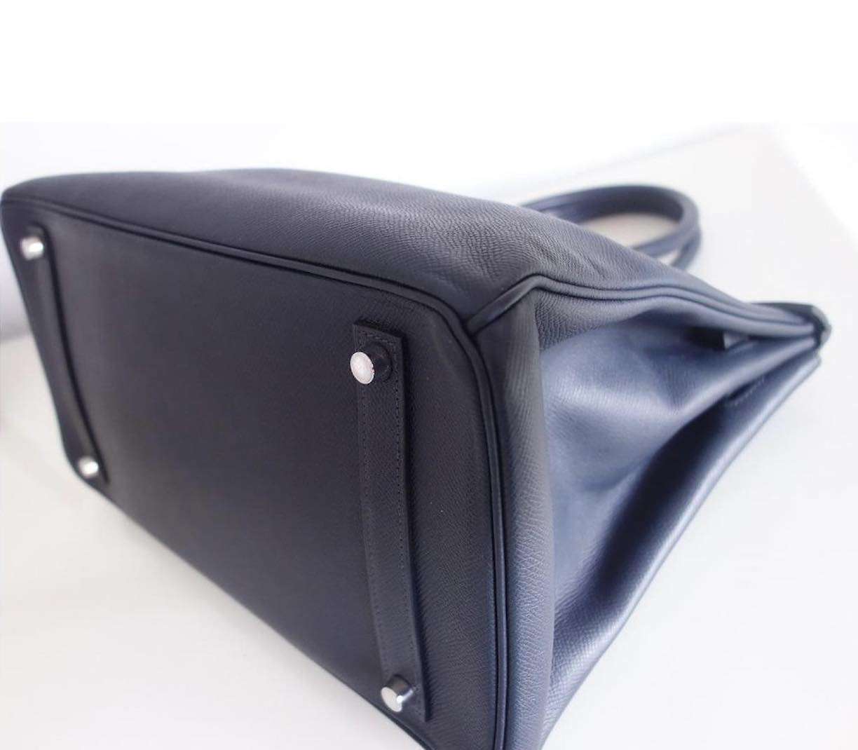 Sac Hermes Birkin 35 bleu marine – Image 8