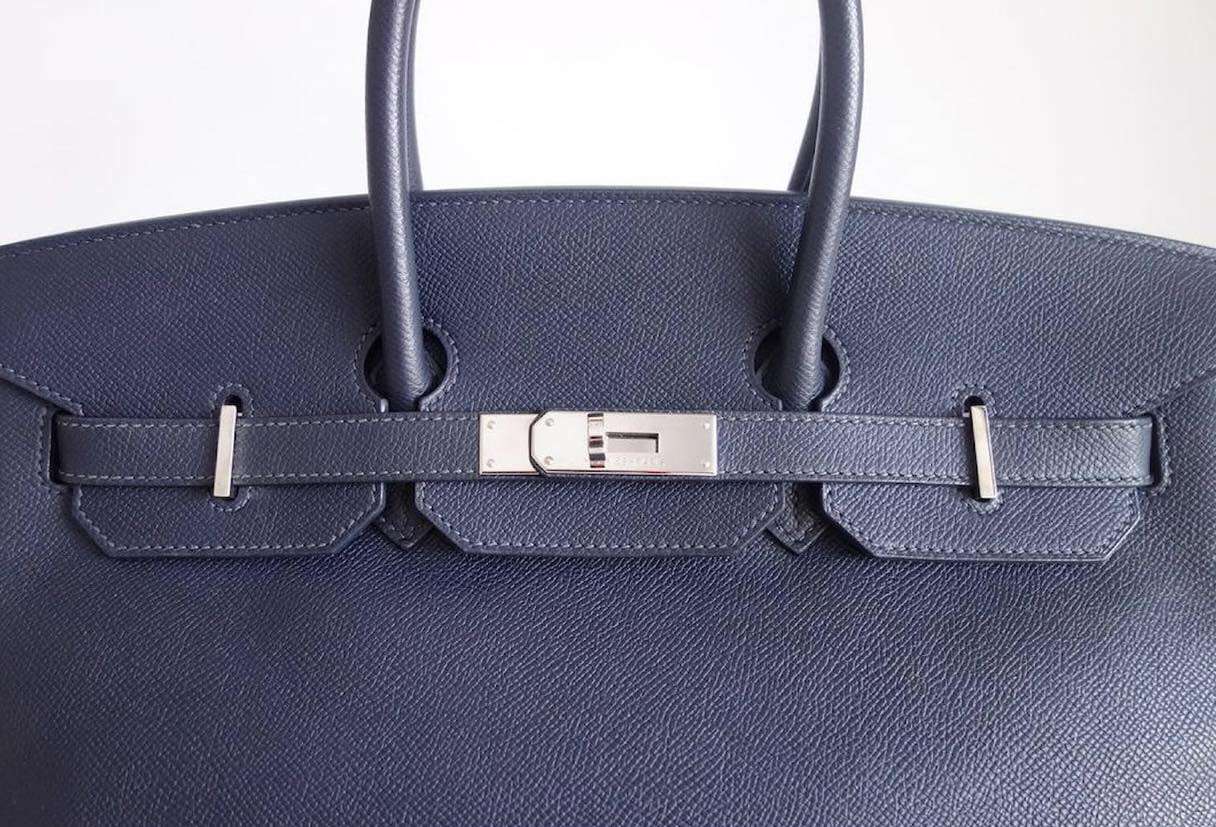 Sac Hermes Birkin 35 bleu marine – Image 10