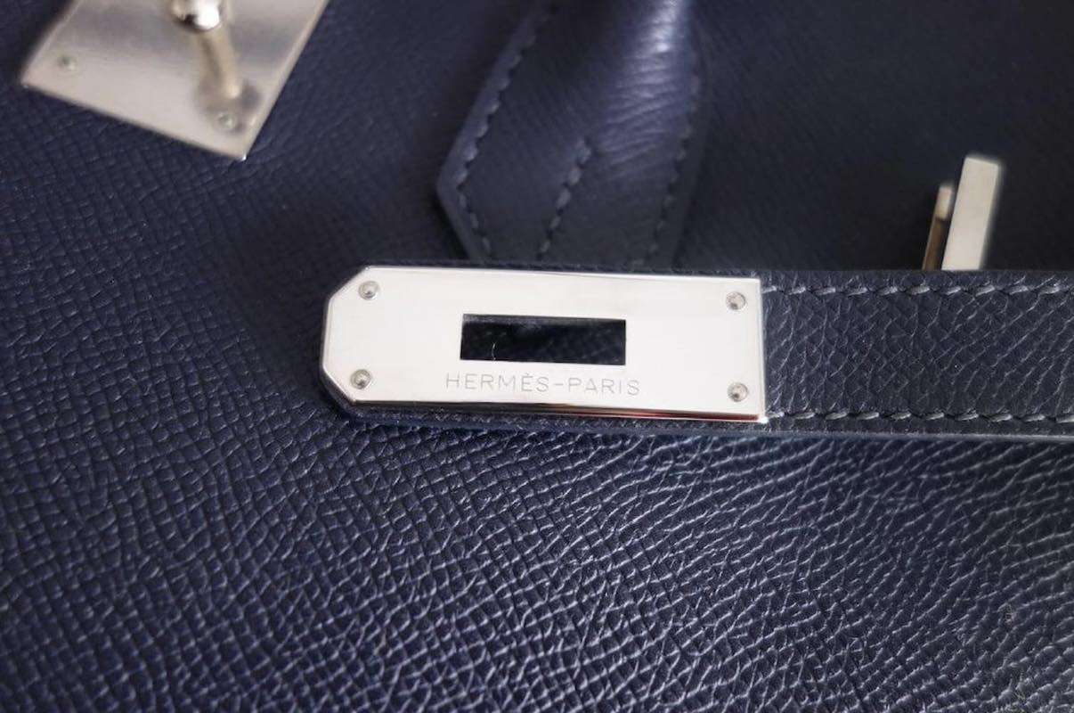 Sac Hermes Birkin 35 bleu marine – Image 12