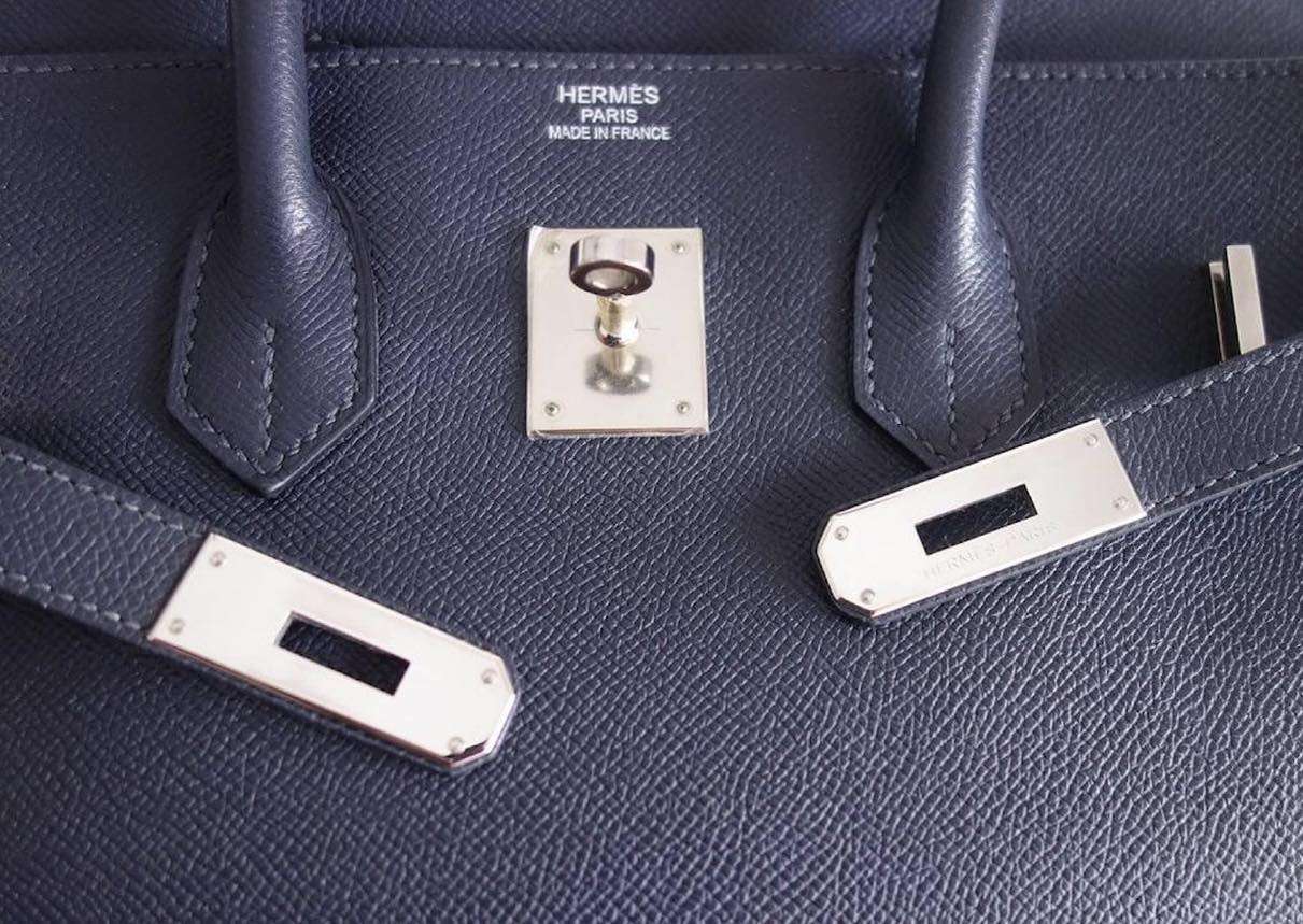 Sac Hermes Birkin 35 bleu marine – Image 11