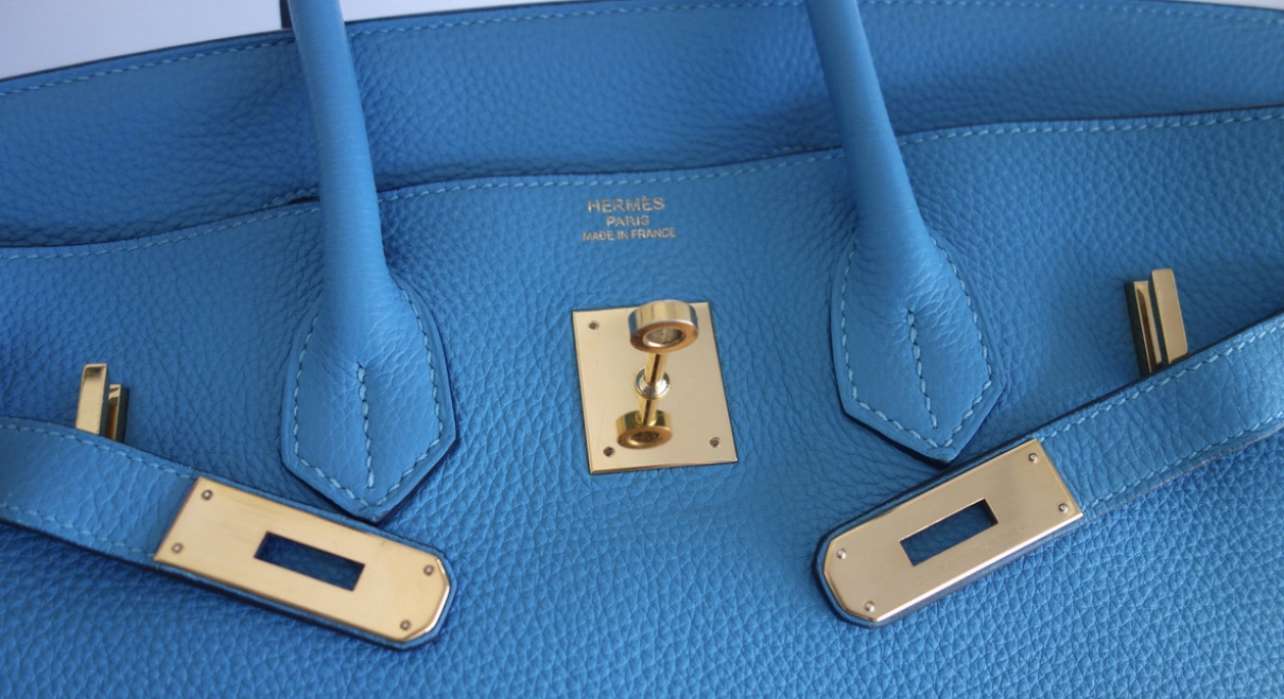 Sac Hermès birkin 35 bleu Clémence – Image 9