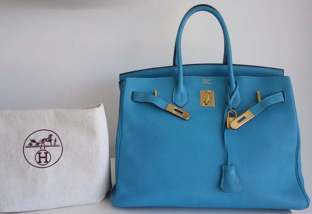 Sac Hermès birkin 35 bleu Clémence – Image 2