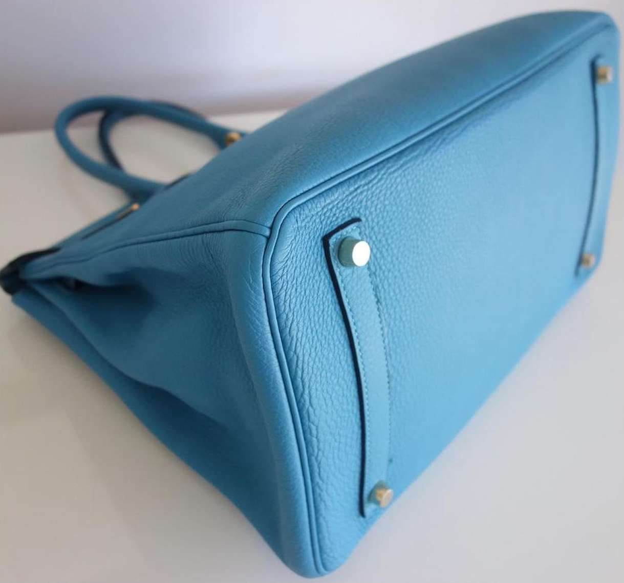 Sac Hermès birkin 35 bleu Clémence – Image 6