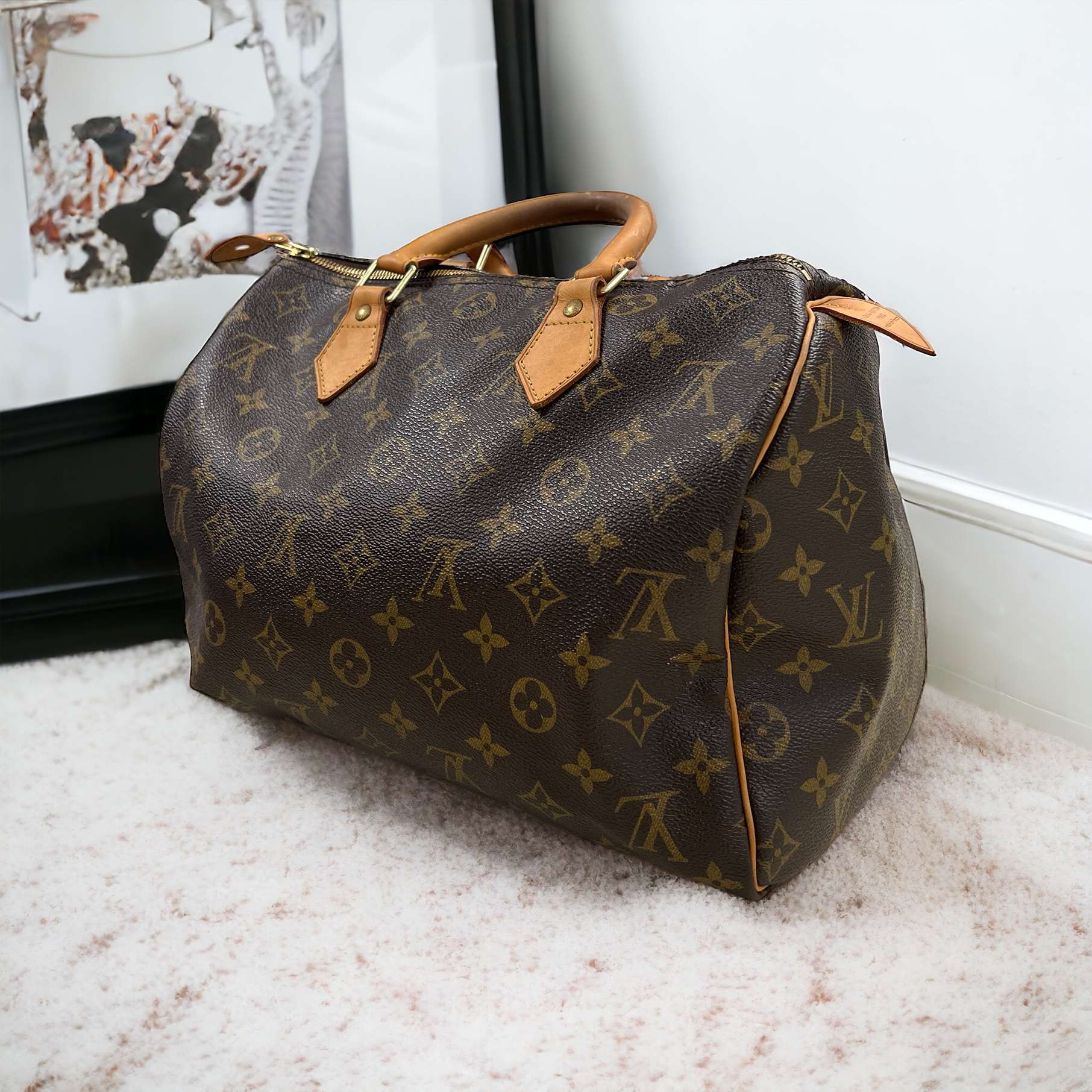 Sac à main Louis Vuitton Speedy 30 monogramme marron – Image 3