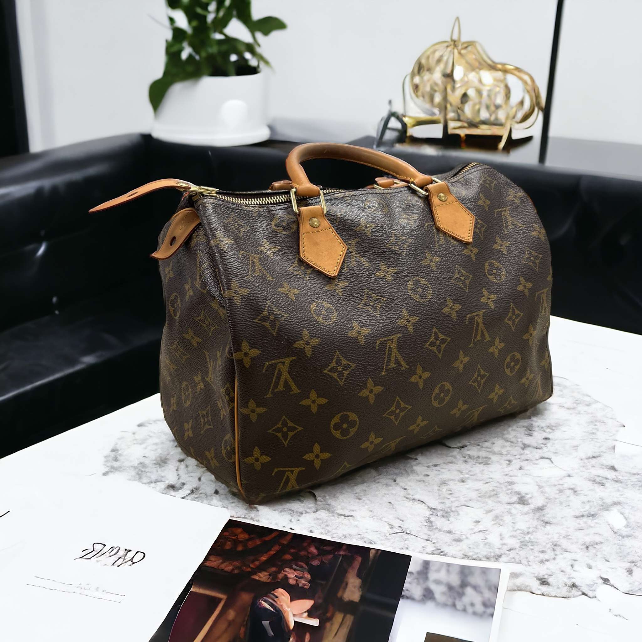 Sac à main Louis Vuitton Speedy 30 monogramme marron – Image 2