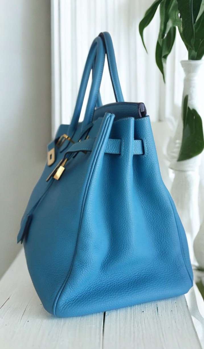 Sac Hermès birkin 35 bleu Clémence – Image 3