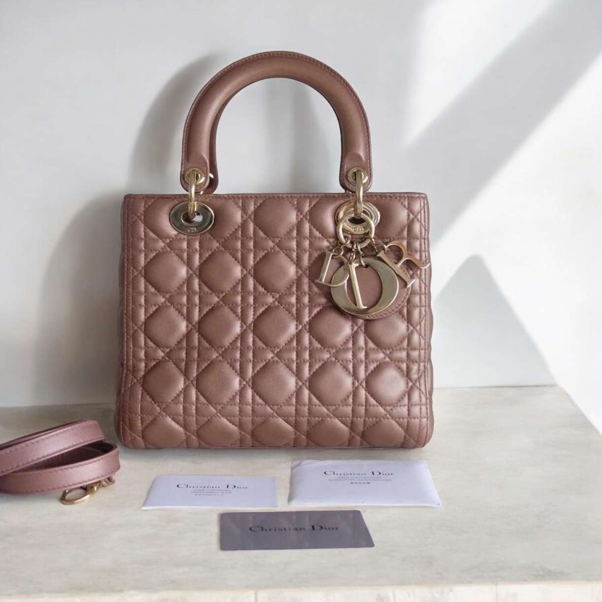 Sac Lady Dior médium rose bronze – Image 2