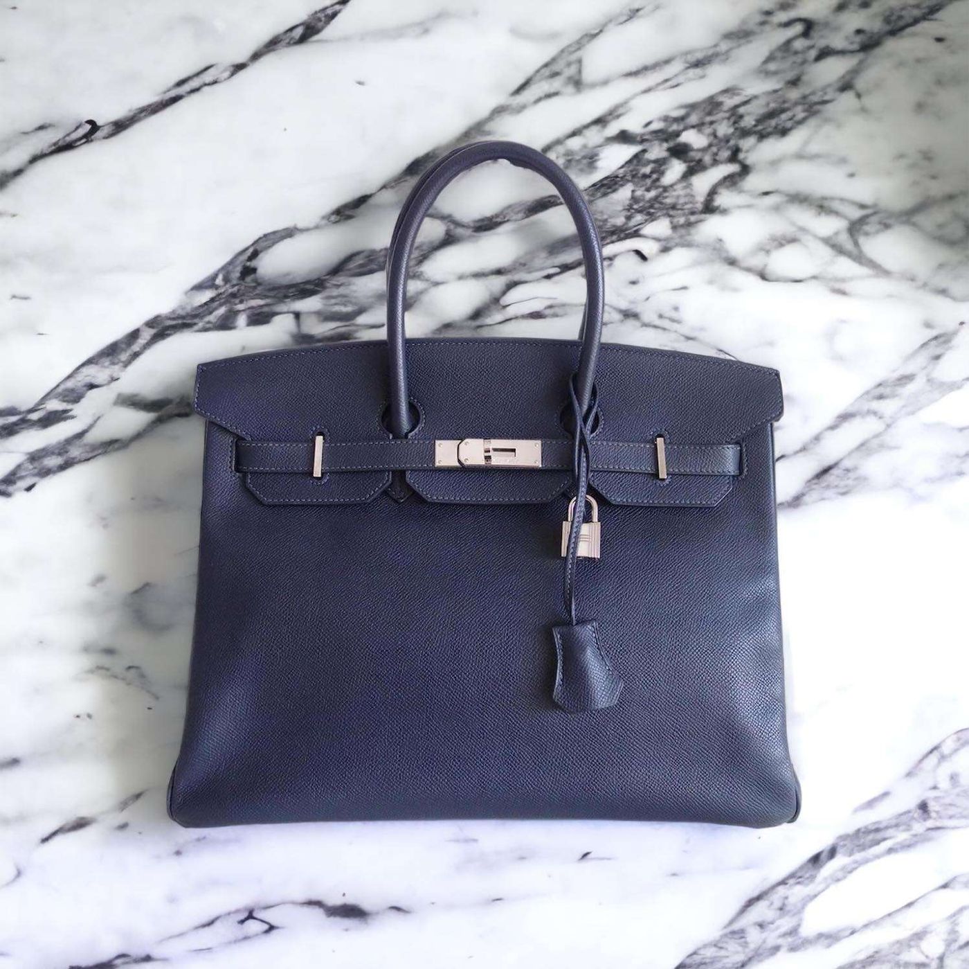 Sac Hermes Birkin 35 bleu marine – Image 3