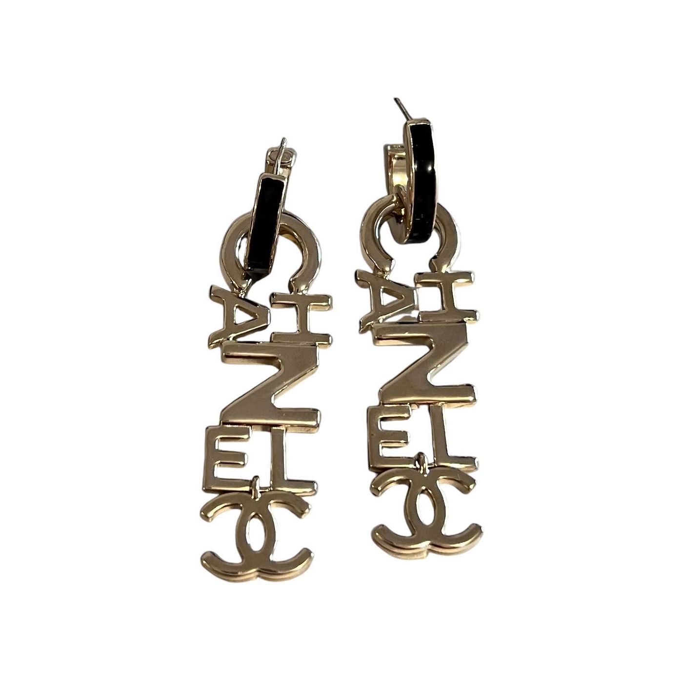 Boucles d'oreilles Chanel pendantes tricolores