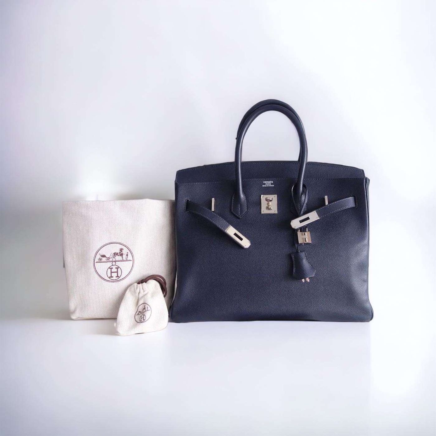 Sac Hermes Birkin 35 bleu marine – Image 4