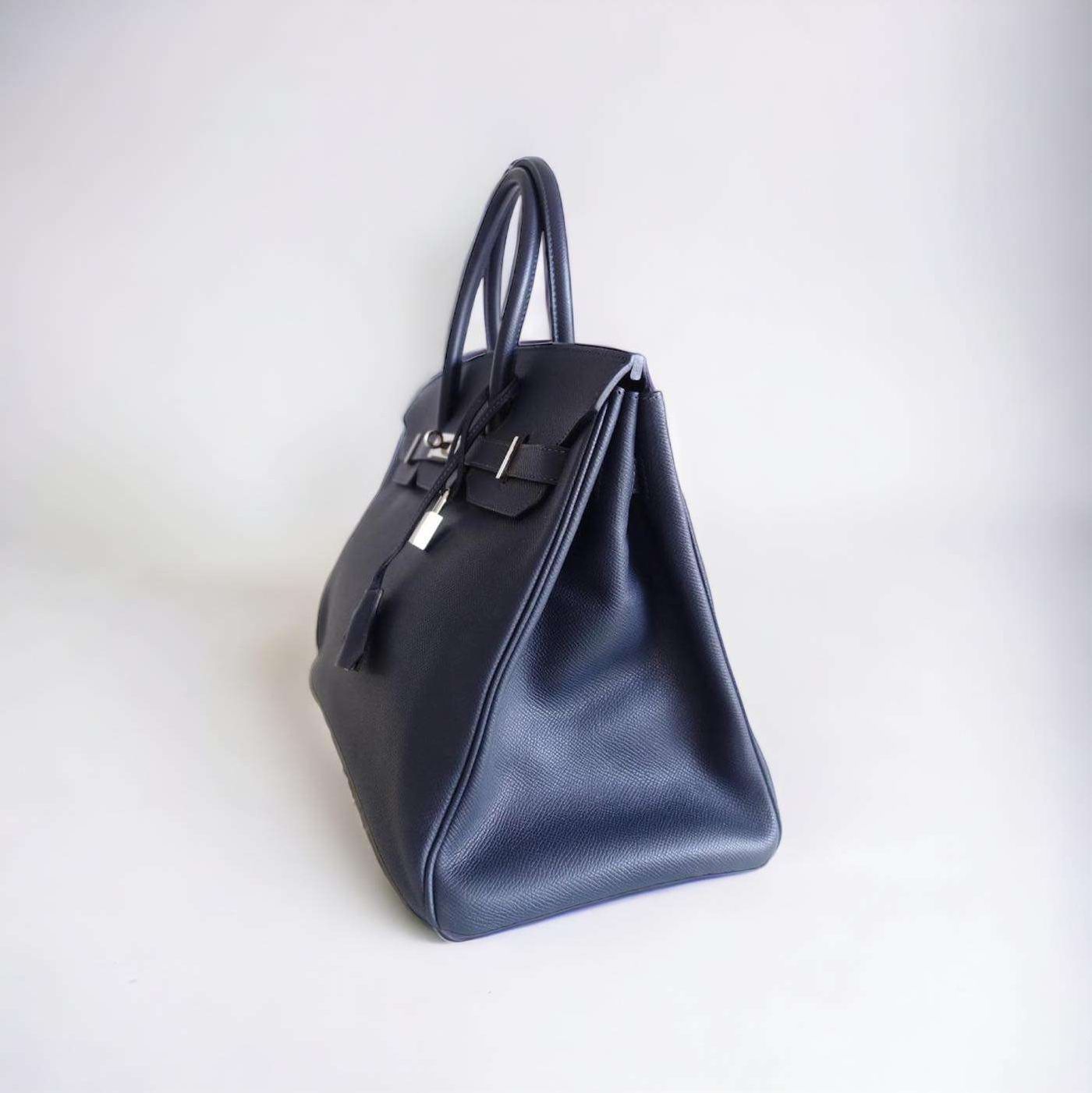 Sac Hermes Birkin 35 bleu marine – Image 5
