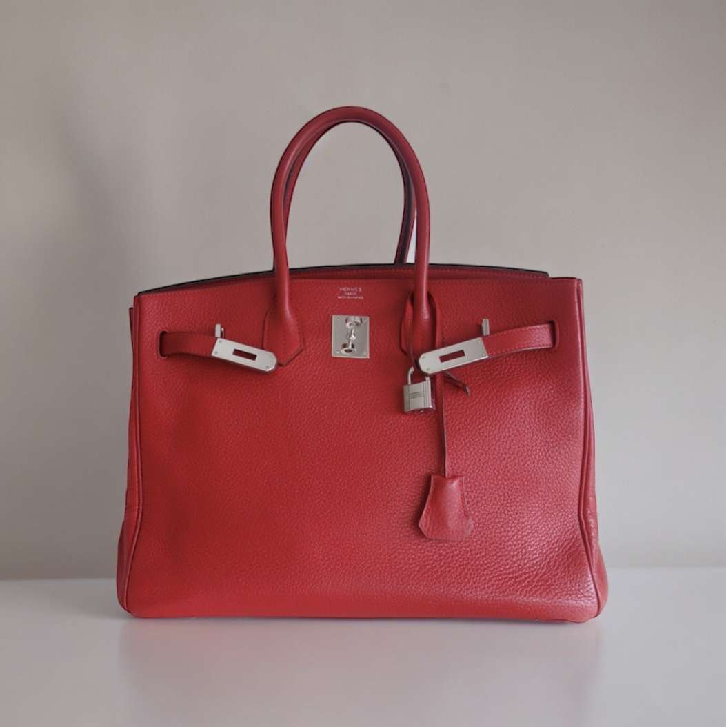 Sac Hermès Birkin 35 rouge togo – Image 3
