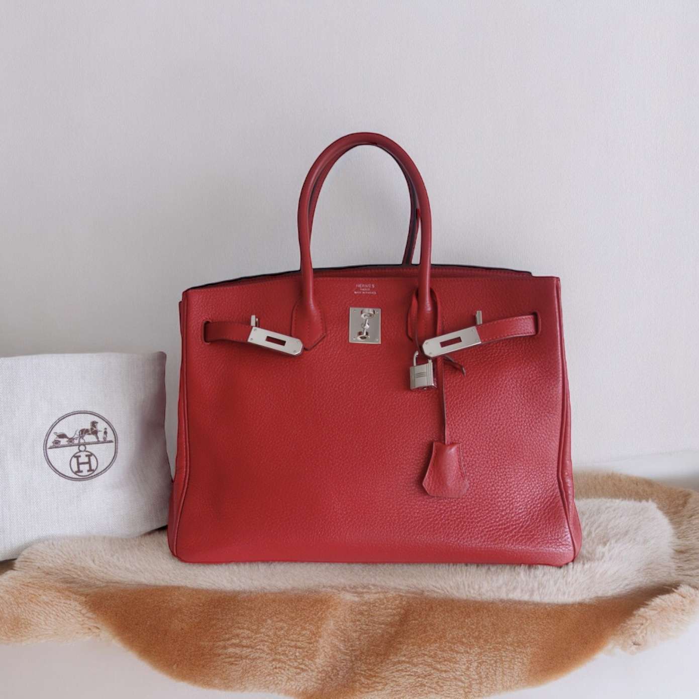 Sac Hermès Birkin 35 rouge togo – Image 2