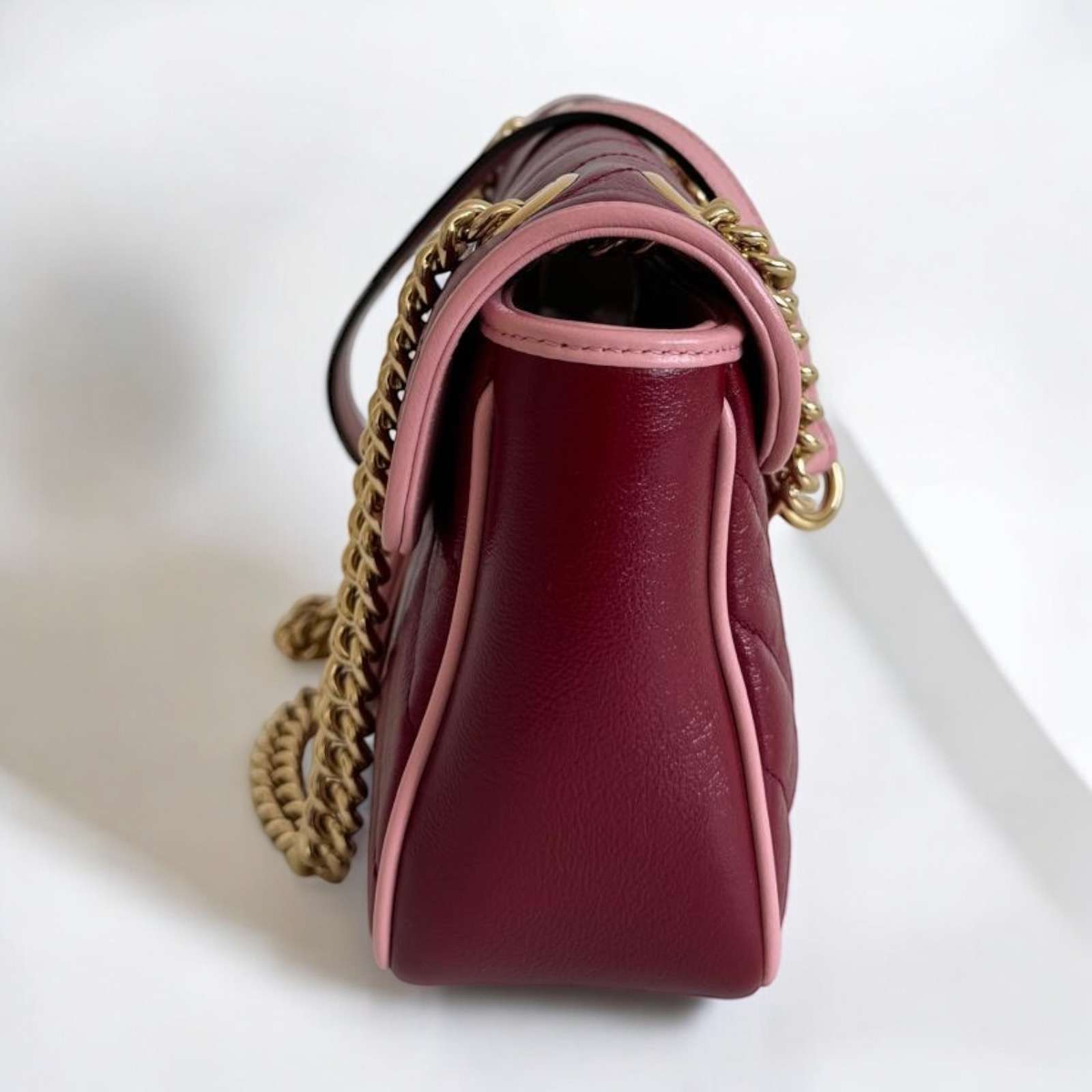 Sac bandoulière Marmont Gucci Bordeaux et rose – Image 10