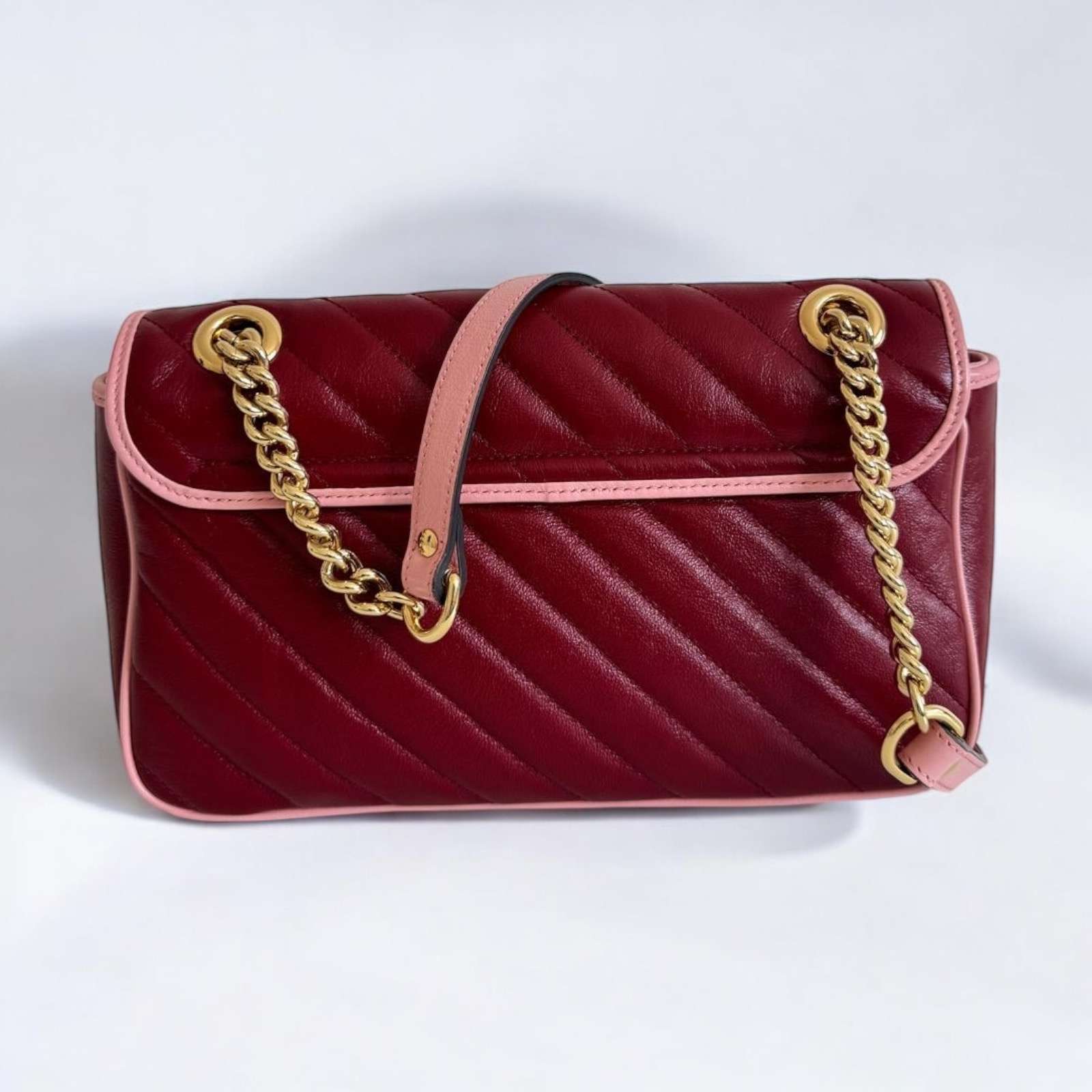 Sac bandoulière Marmont Gucci Bordeaux et rose – Image 8