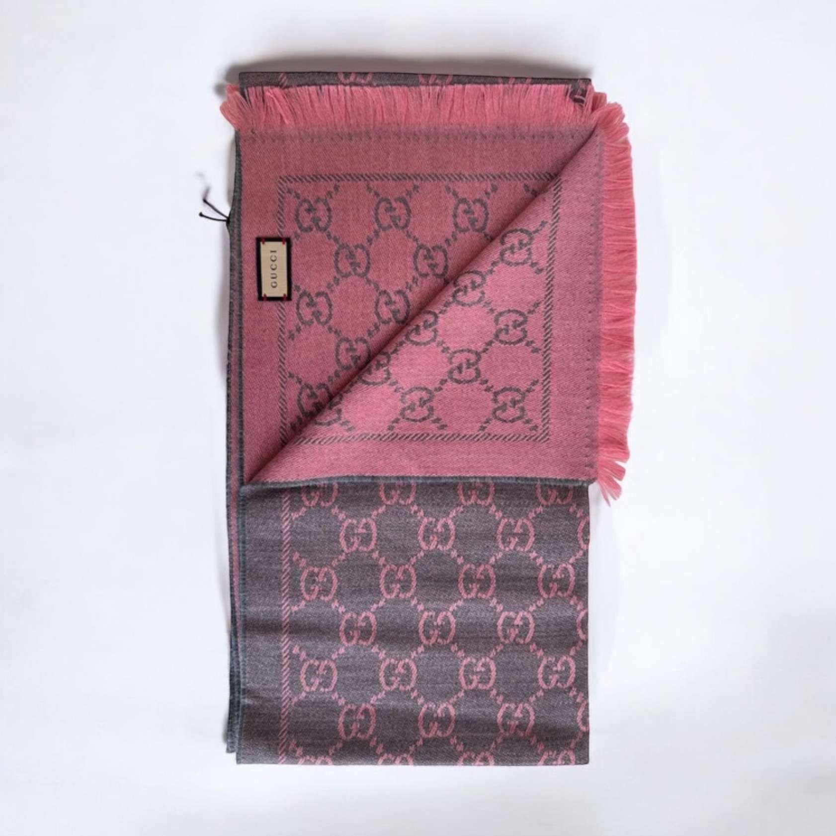 Echarpe Gucci en laine rose reversible – Image 5