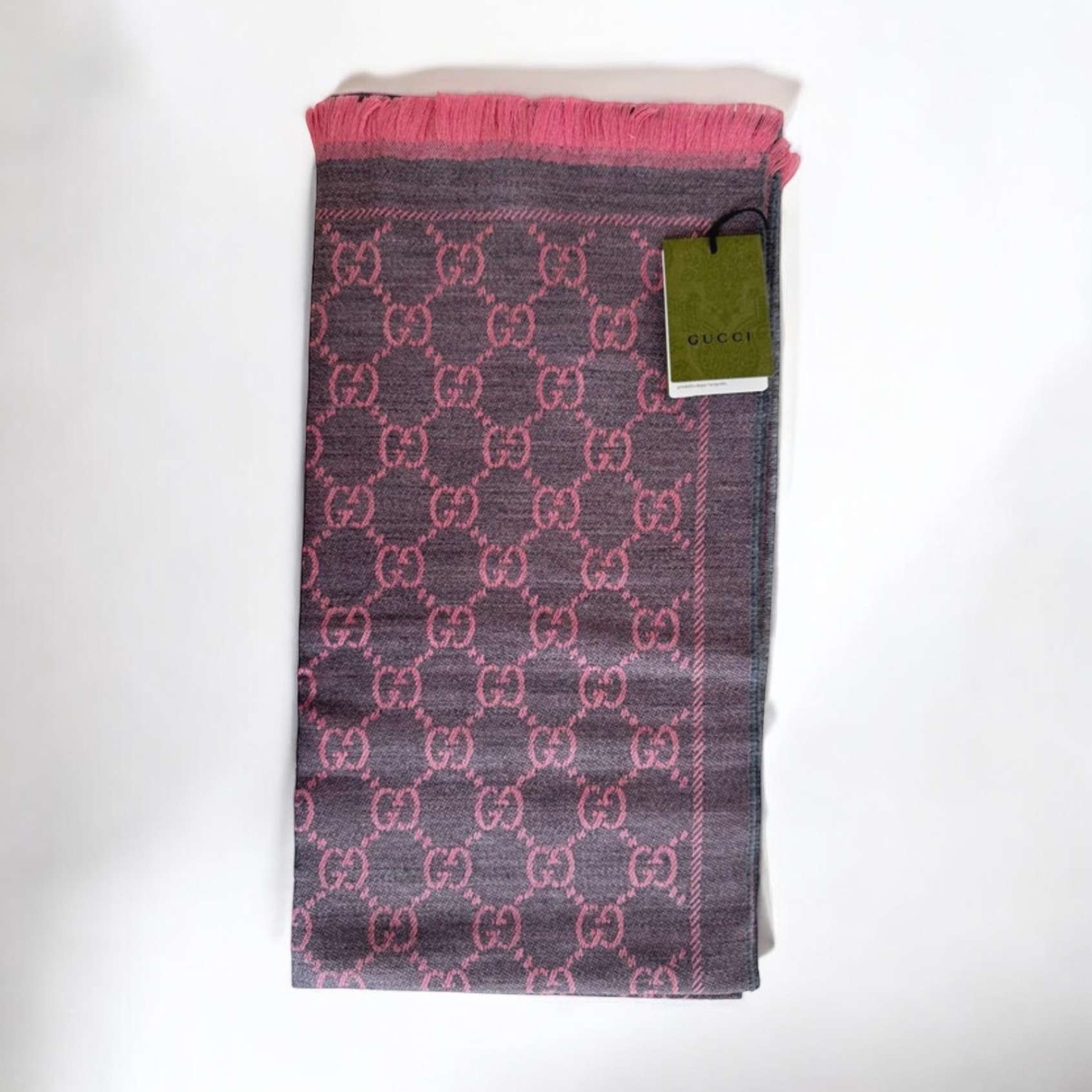 Echarpe Gucci en laine rose reversible – Image 6