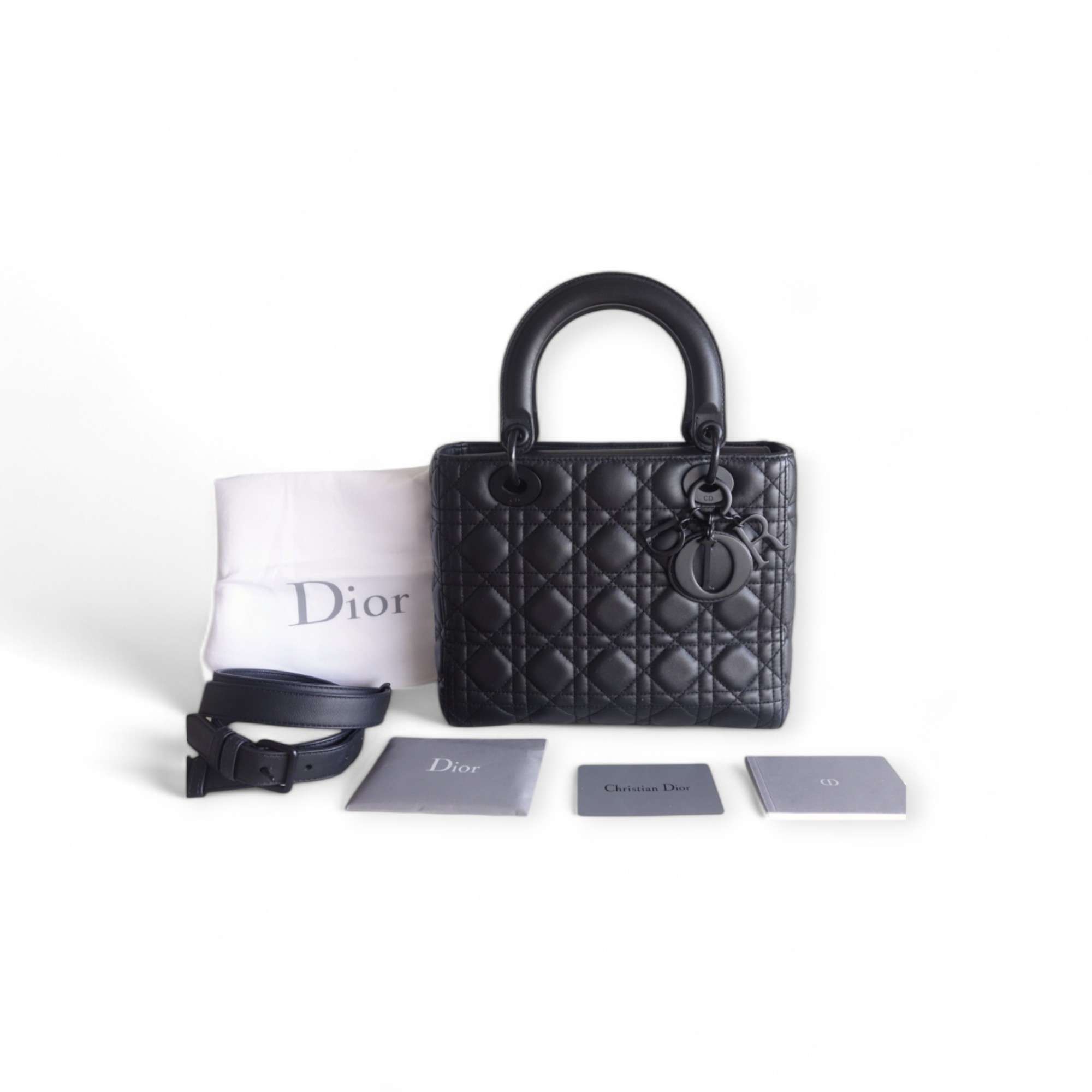 Sac Lady Dior Ultra Matte Medium noir – Image 3